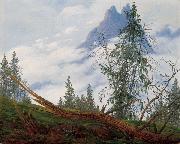 Caspar David Friedrich Mountain Peak with Drifting Clouds Germany oil painting artist